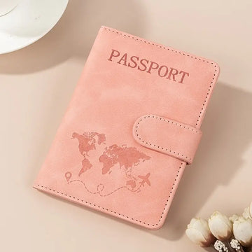 RFID Çok Fonksiyonlu Seyahat Temalı Deri Pasaport Kılıfı