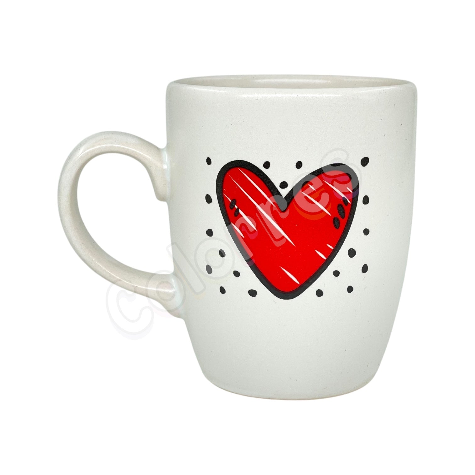 Kalp Benekli - Oval Krem Kupa