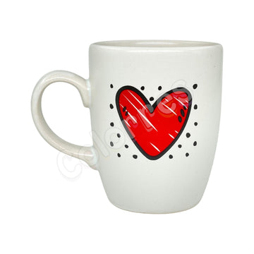 Kalp Benekli - Oval Krem Kupa