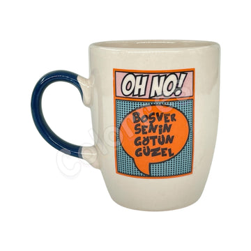 Boş Ver Senin Götün Güzel - Mavi Saplı Oval Krem Kupa