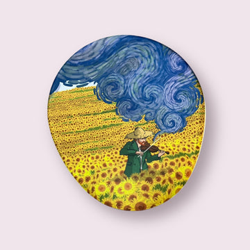 Van Gogh "Ay Çiçek Tarlası" Bilek Destekli Yuvarlak Mouse Pad