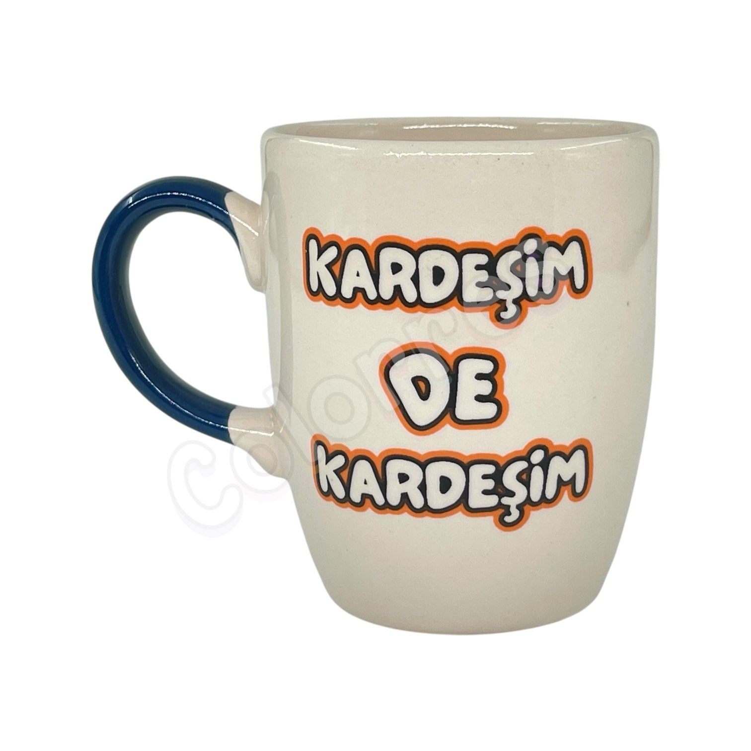 Kardeşim de Kardeşim - Mavi Saplı Oval Krem Kupa