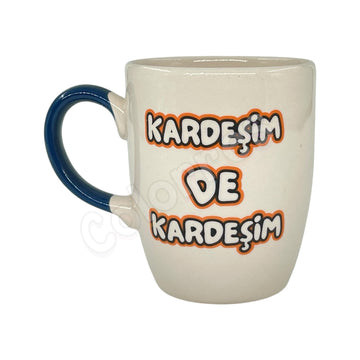 Kardeşim de Kardeşim - Mavi Saplı Oval Krem Kupa