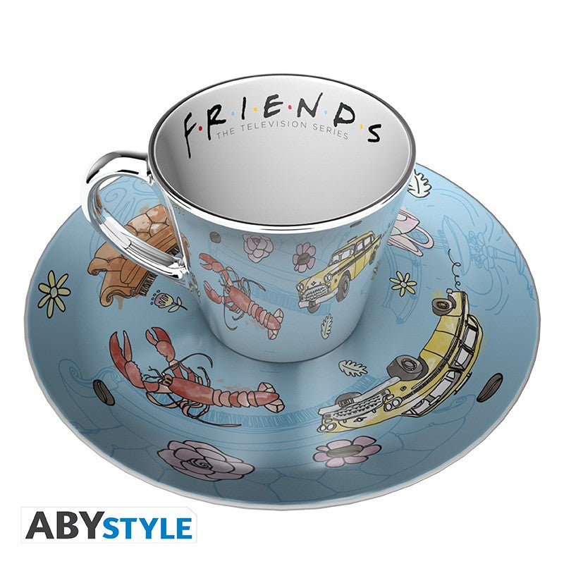 Friends Aynalı Fincan ve Desenli Tabak Seti