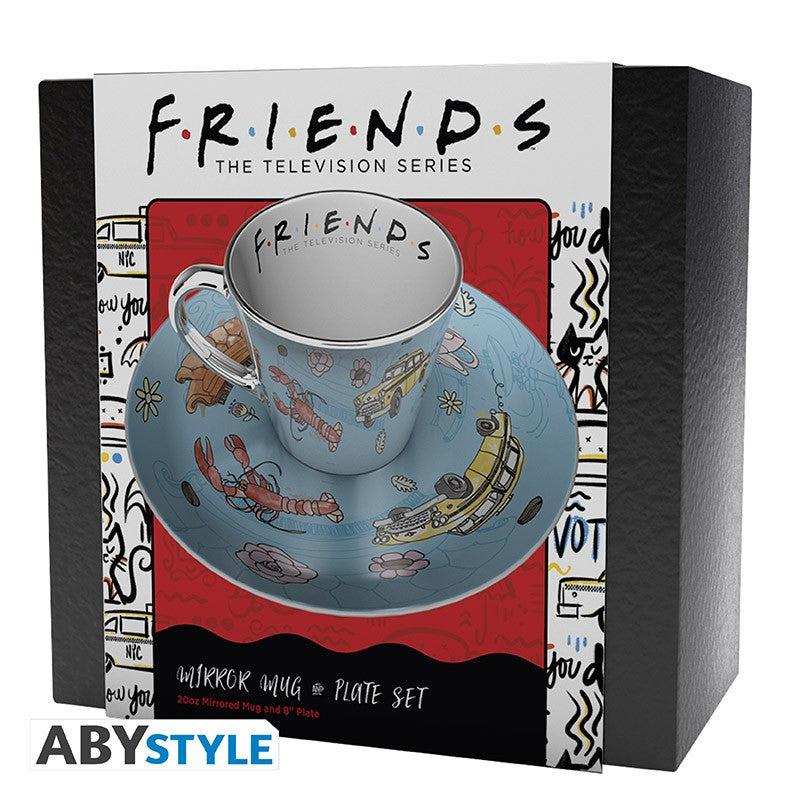 Friends Aynalı Fincan ve Desenli Tabak Seti