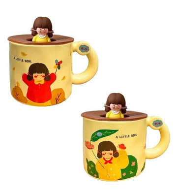 A Little Girl 3D Kapaklı Seramik Kupa