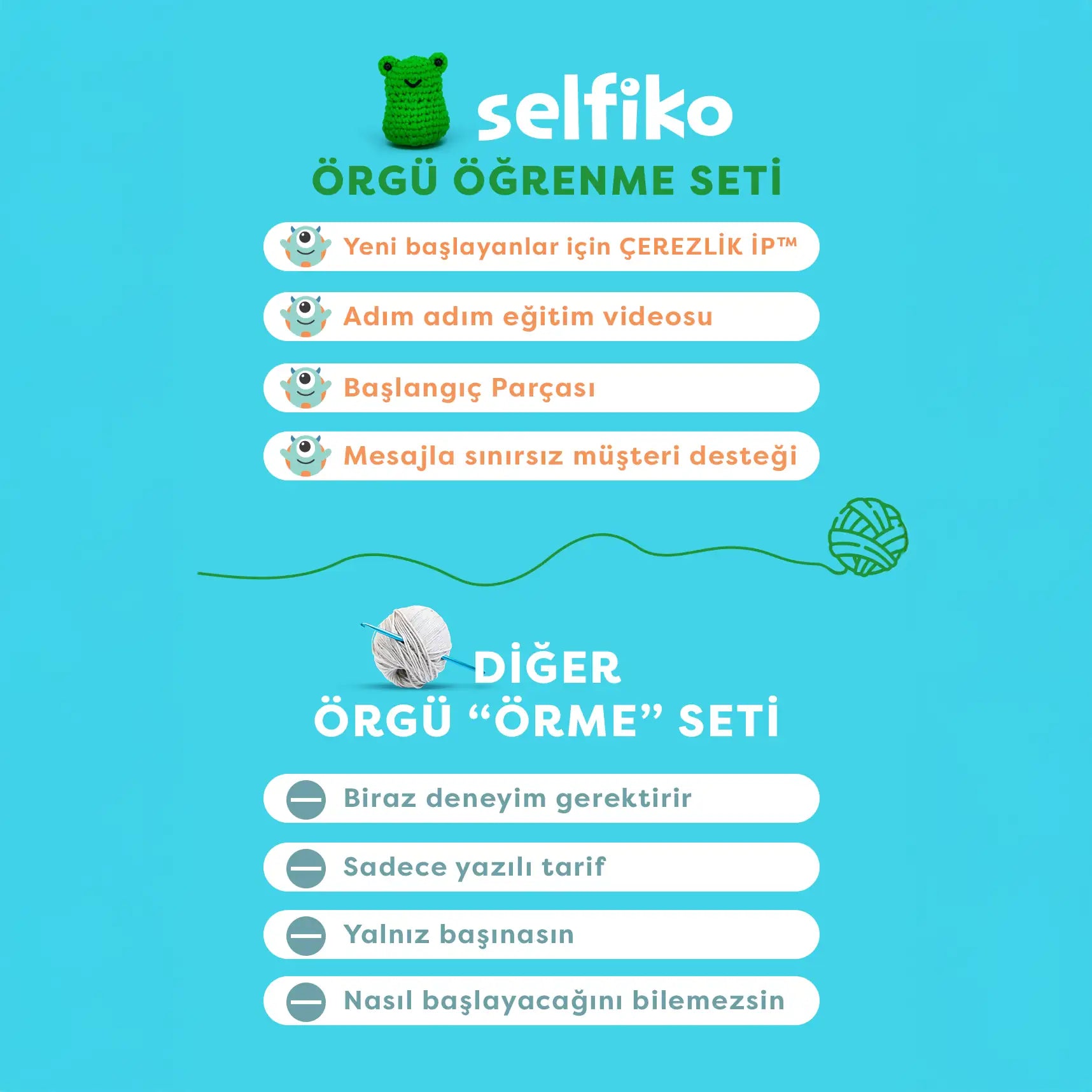 Kurbik Örgü Öğrenme Seti