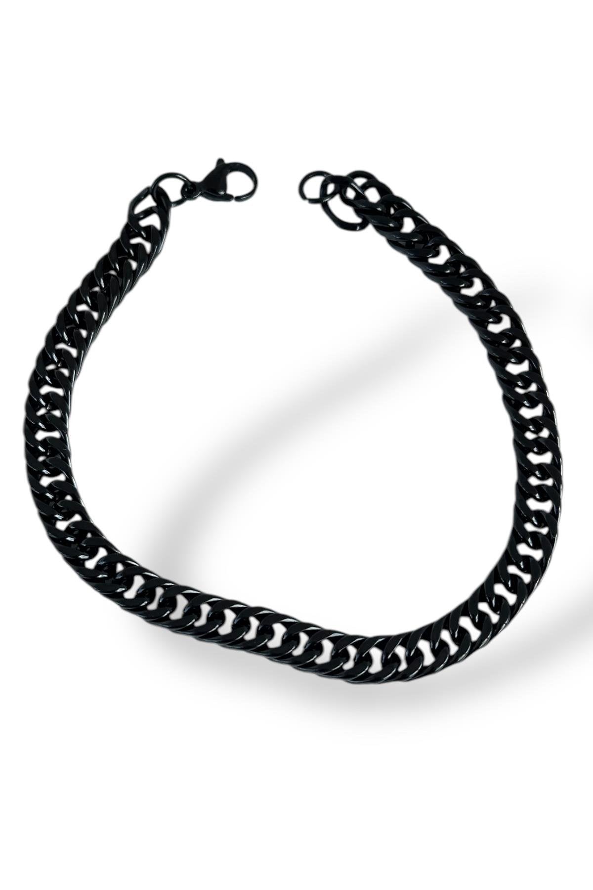 Siyah Renk Zincir Erkek Çelik Bileklik