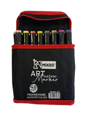 Mikro Art Dual Side Profesyonel Çift Taraflı Marker Çantalı 48 Renk