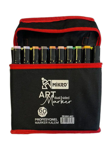 Mikro Art Dual Side Profesyonel Çift Taraflı Marker Çantalı 60 Renk