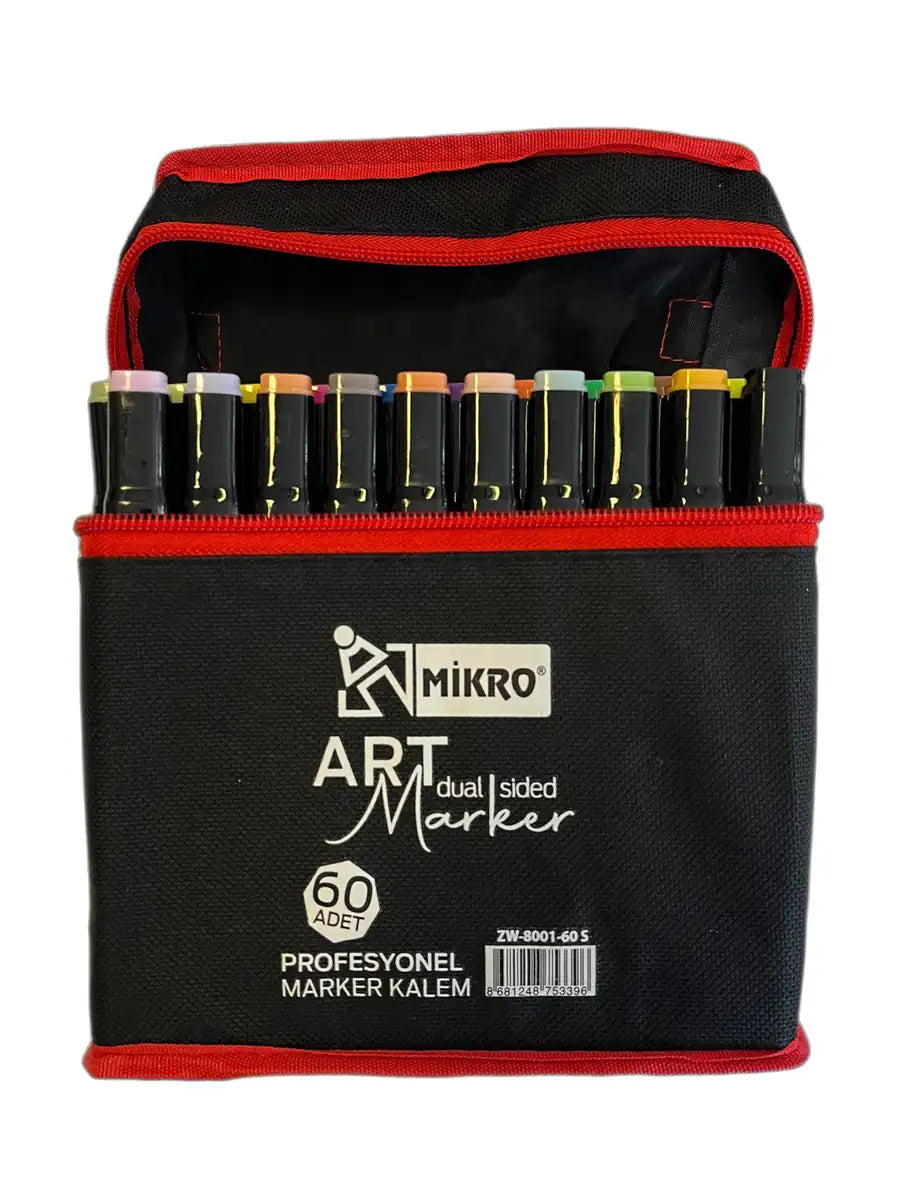 Mikro Art Dual Side Profesyonel Çift Taraflı Marker Çantalı 60 Renk