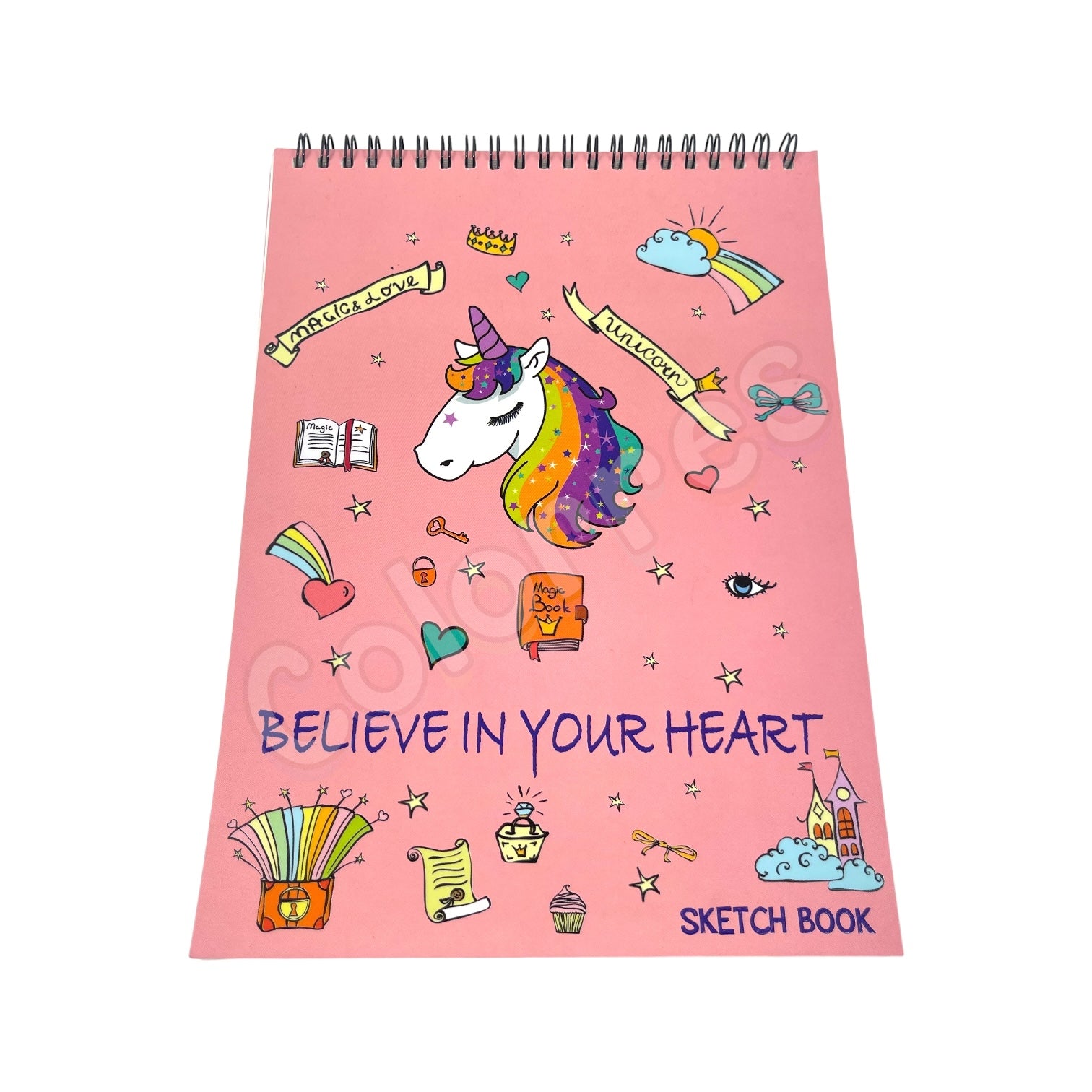 Unicorn Believe in Your Heart Spiralli Sketchbook 27x19 cm