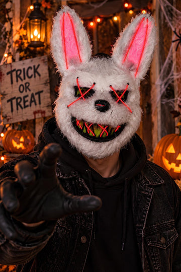 Kırmızı Neon Işıklı Tavşan Maske