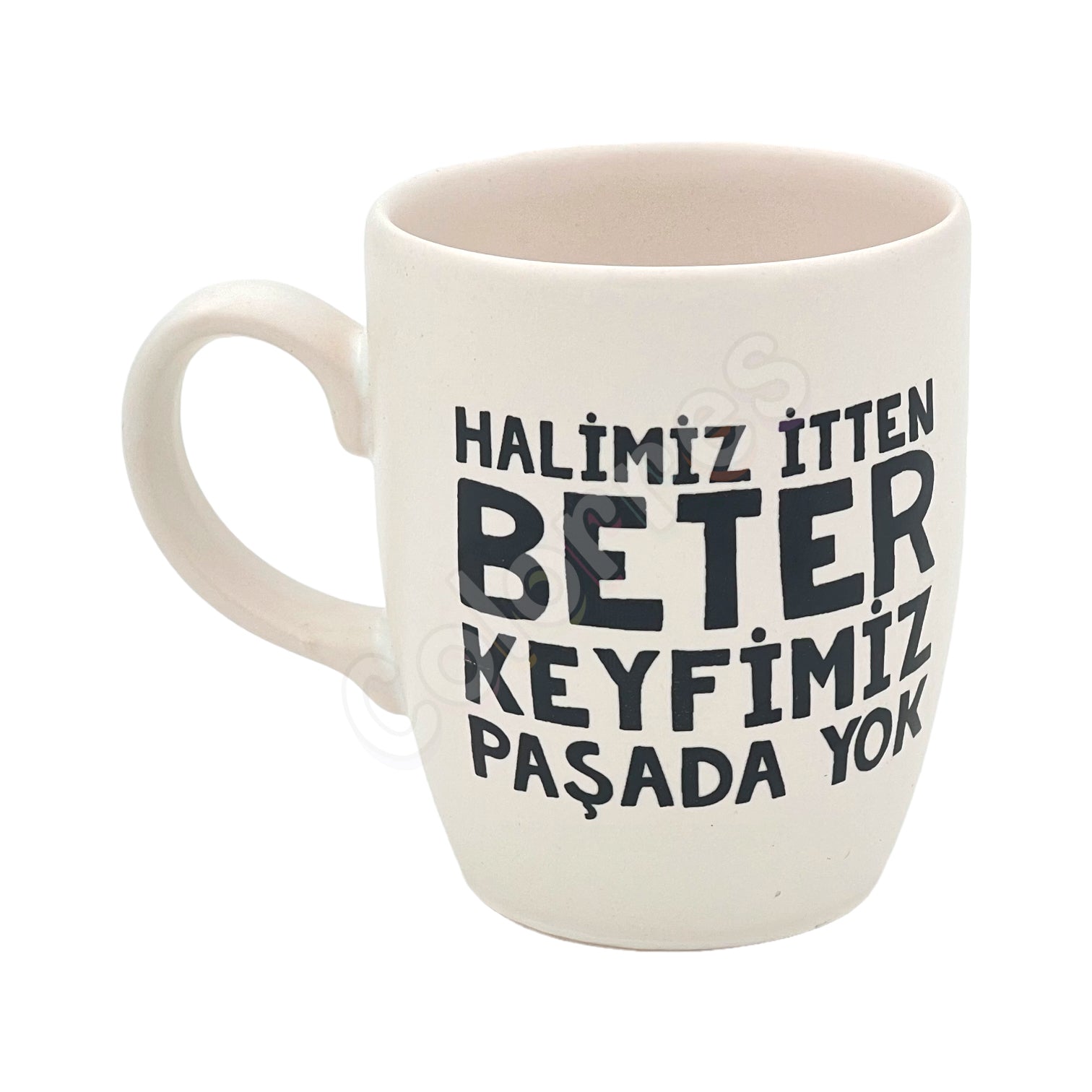 Keyfimiz Paşada Yok Oval Krem Kupa