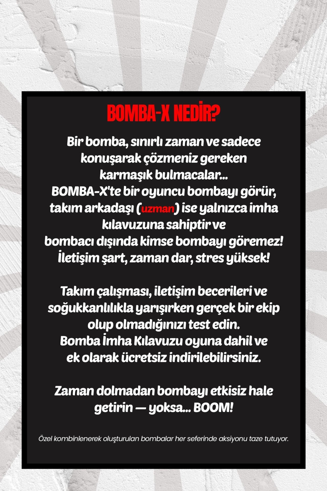 Bomba-x Series:1 – Takım Oyunu İle Bombayı Etkisiz Hale Getir!