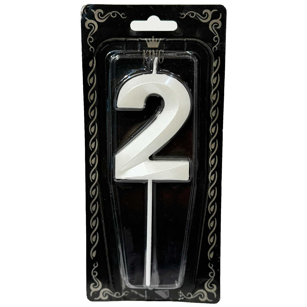 2 Rakam Mum İnci Beyaz 7 cm