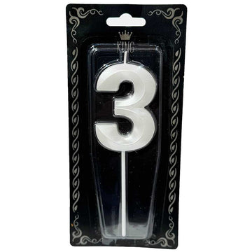 3 Rakam Mum İnci Beyaz 7 cm