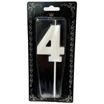 4 Rakam Mum İnci Beyaz 7 cm