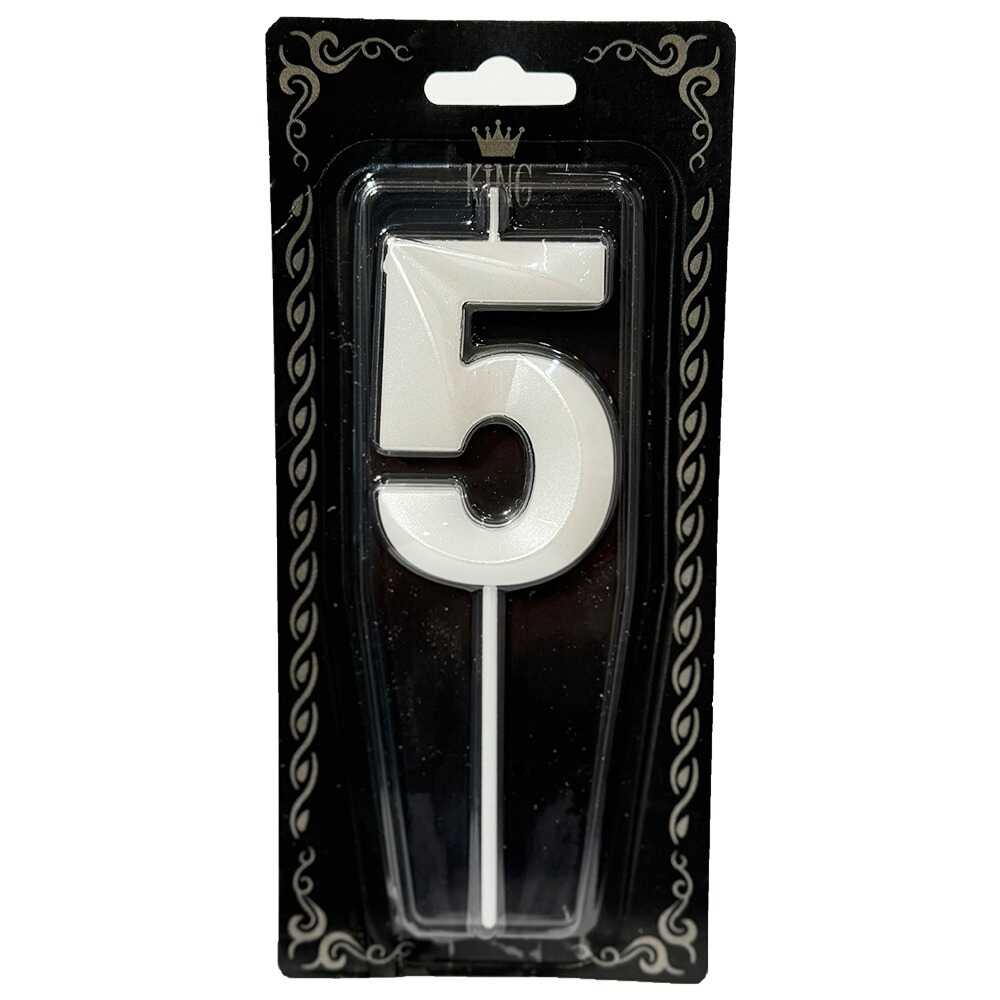 5 Rakam Mum İnci Beyaz 7 cm