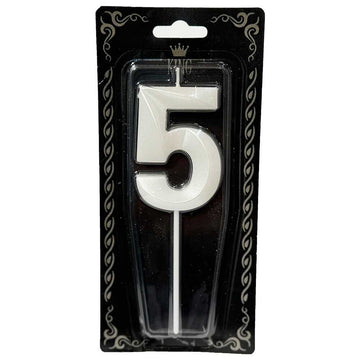 5 Rakam Mum İnci Beyaz 7 cm