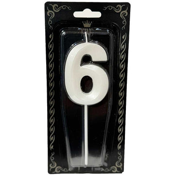 6 Rakam Mum İnci Beyaz 7 cm