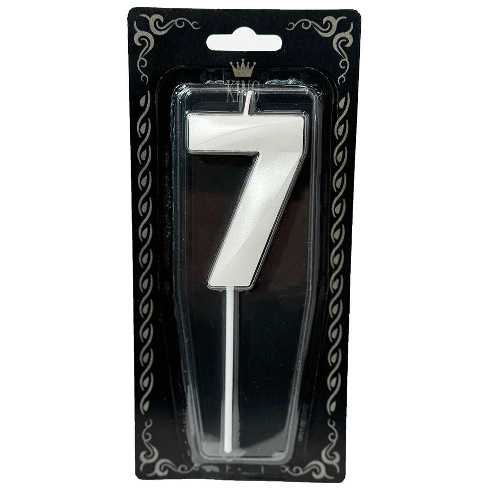 7 Rakam Mum İnci Beyaz 7 cm