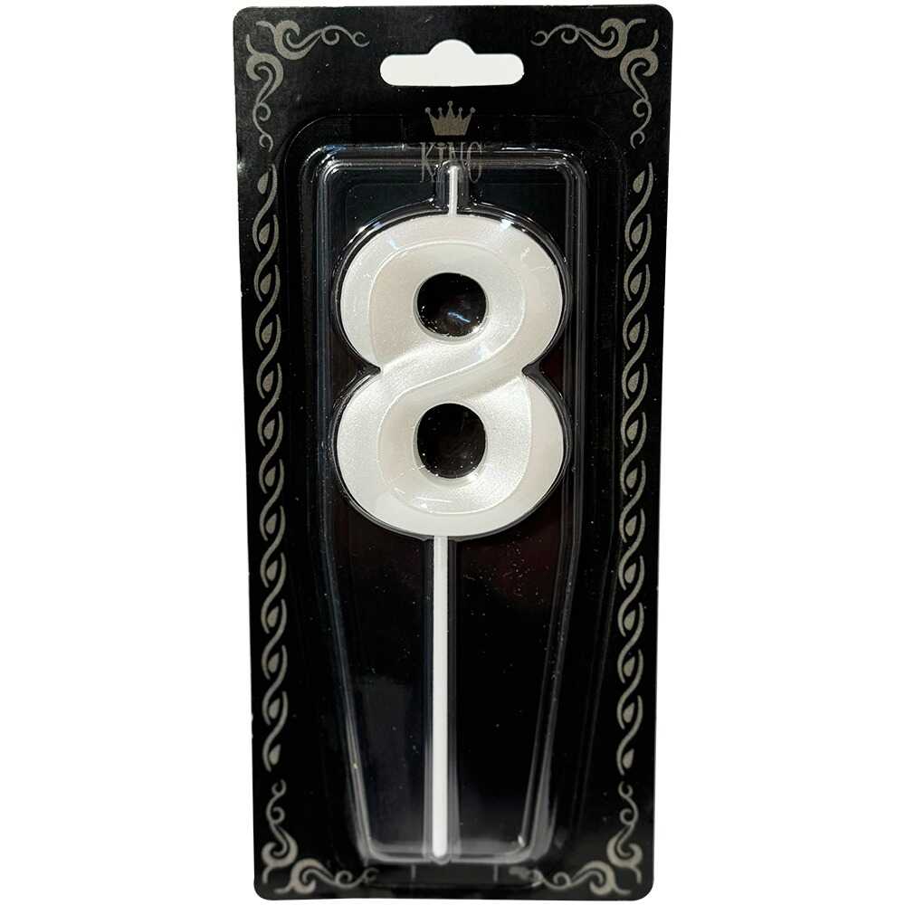 8 Rakam Mum İnci Beyaz 7 cm