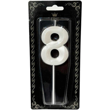 8 Rakam Mum İnci Beyaz 7 cm