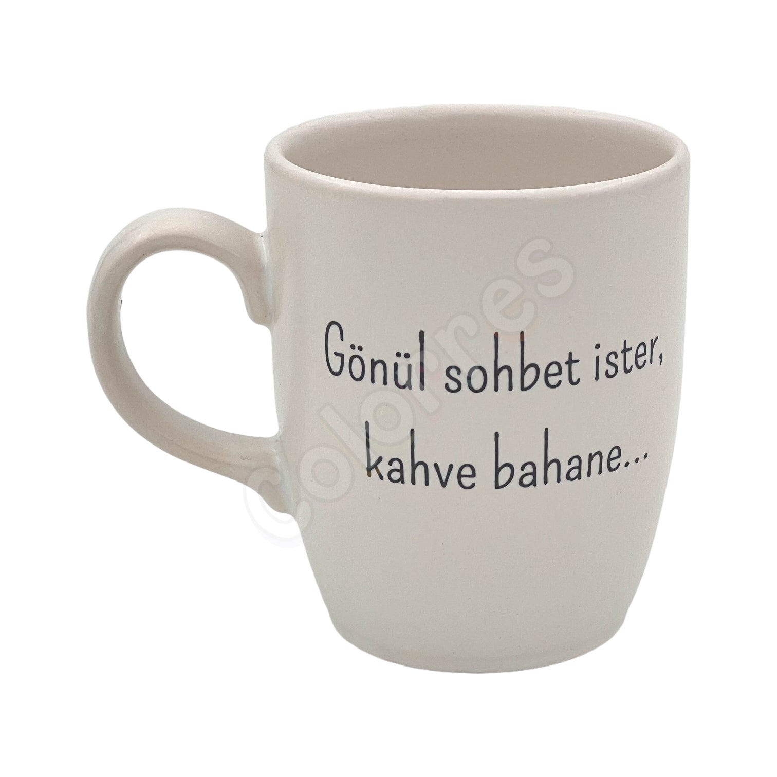 Gönül Sohbet İster Kahve Bahane Oval Krem Kupa