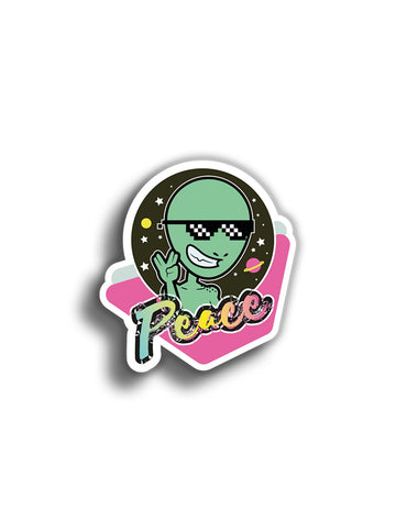 80's Alien Peace 8x6 cm Sticker