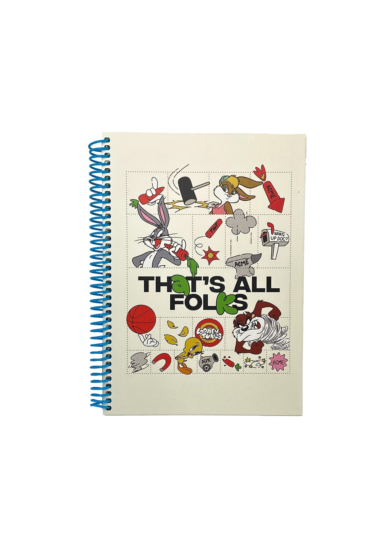 Looney Tunes That'S All Folks Spiralli Sert Kapak Kareli Defter