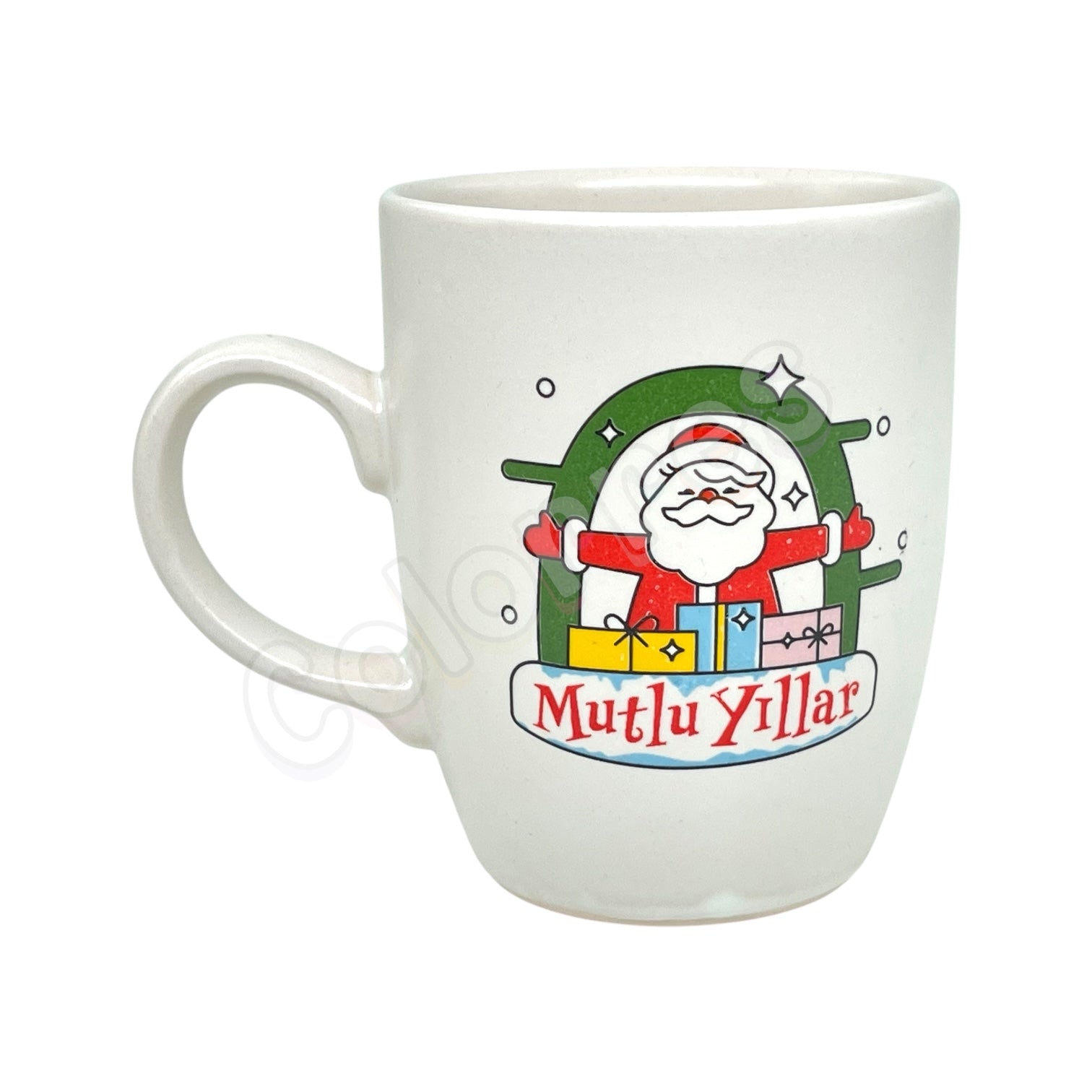 Mutlu Yıllar Noel Baba Oval Krem Kupa