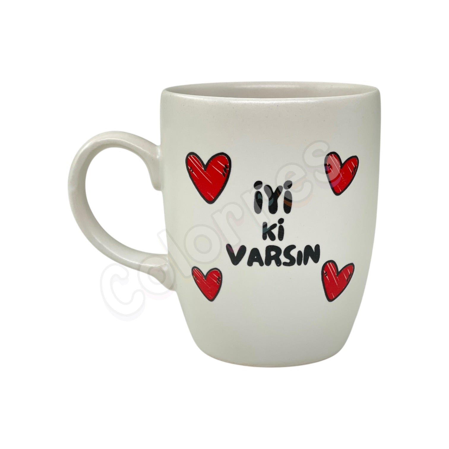 İyi Ki Varsın Kalpli - Oval Krem Kupa