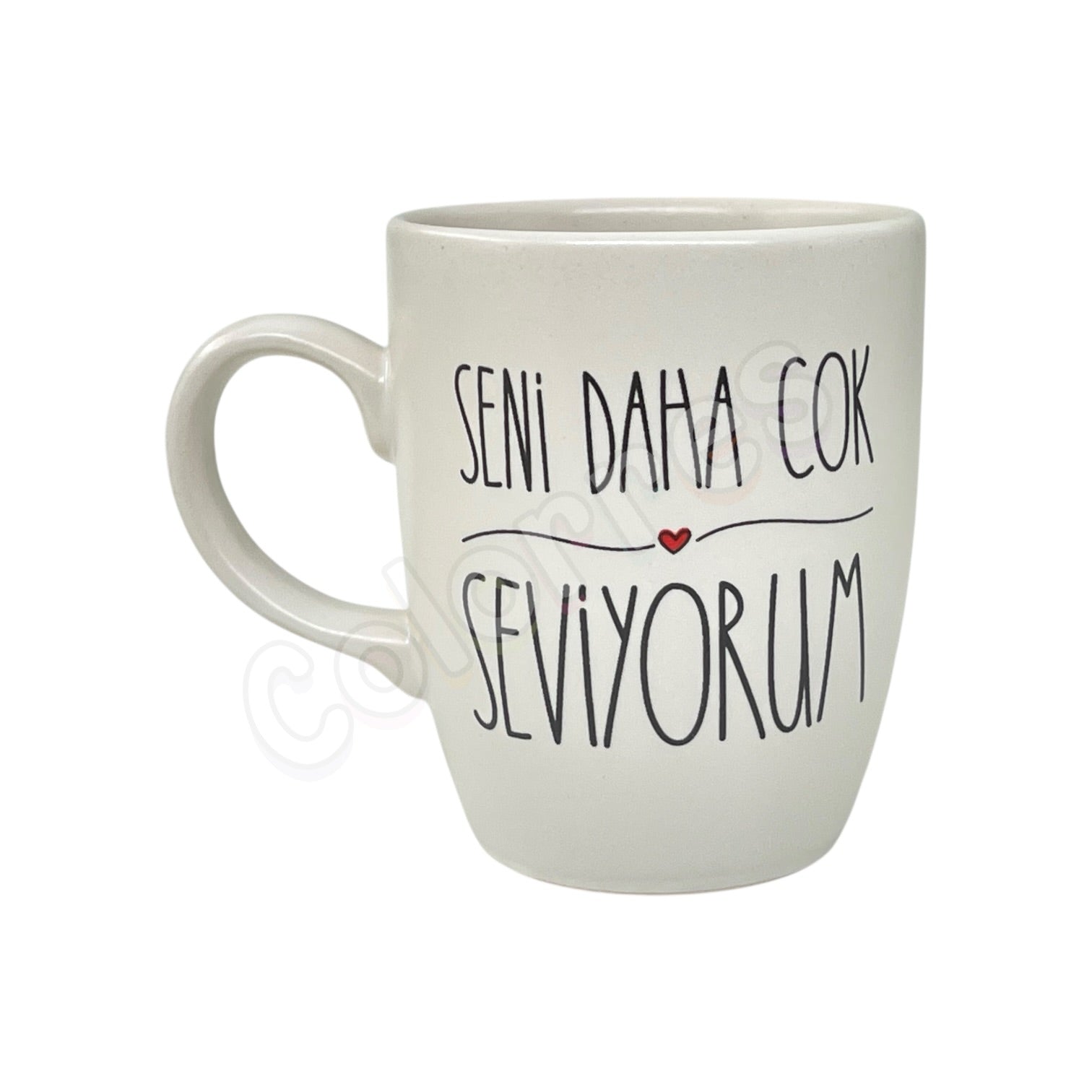 Seni Daha Çok  Seviyorum - Oval Krem Kupa