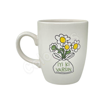İyi Ki Varsın Papatyalı - Oval Krem Kupa