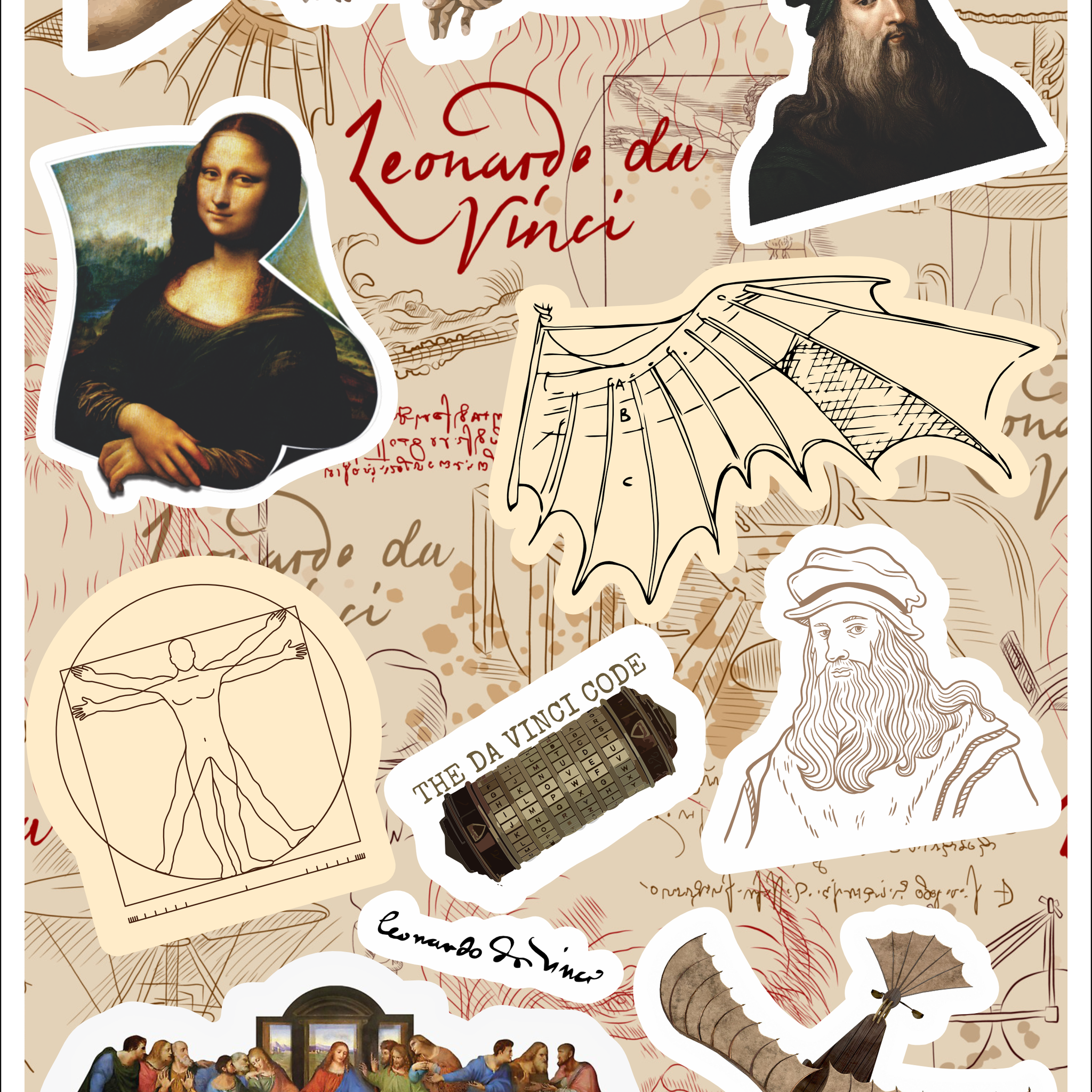 Leonardo Da Vinci Sticker Seti 14x18cm