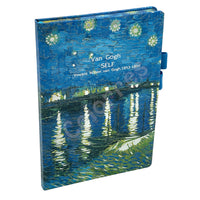 Van Gogh Starry Night Over the Rhone Çizgili A5 Deri Defter