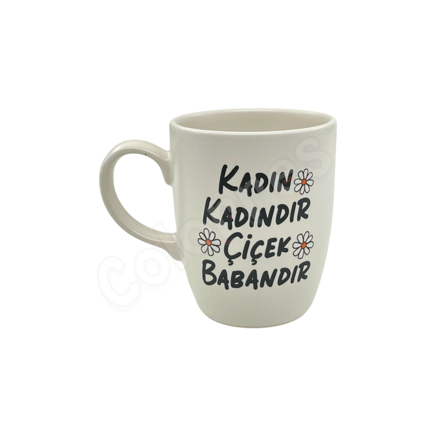 Kadın Kadındır Çiçek Babandır - Oval Krem Kupa