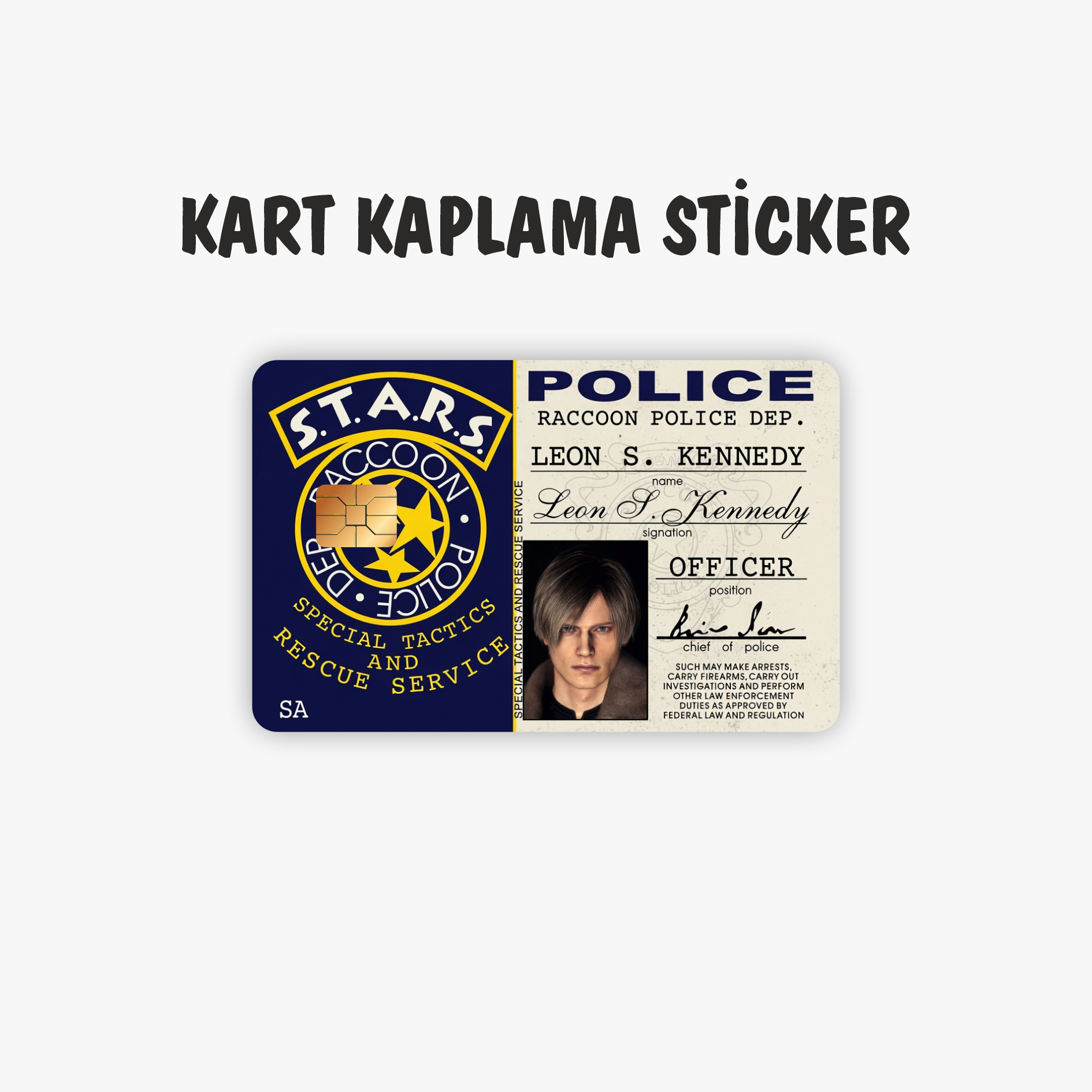 Leon S. Kennedy RPD Security ID Kredi Kartı Kaplama Sticker - Resident Evil