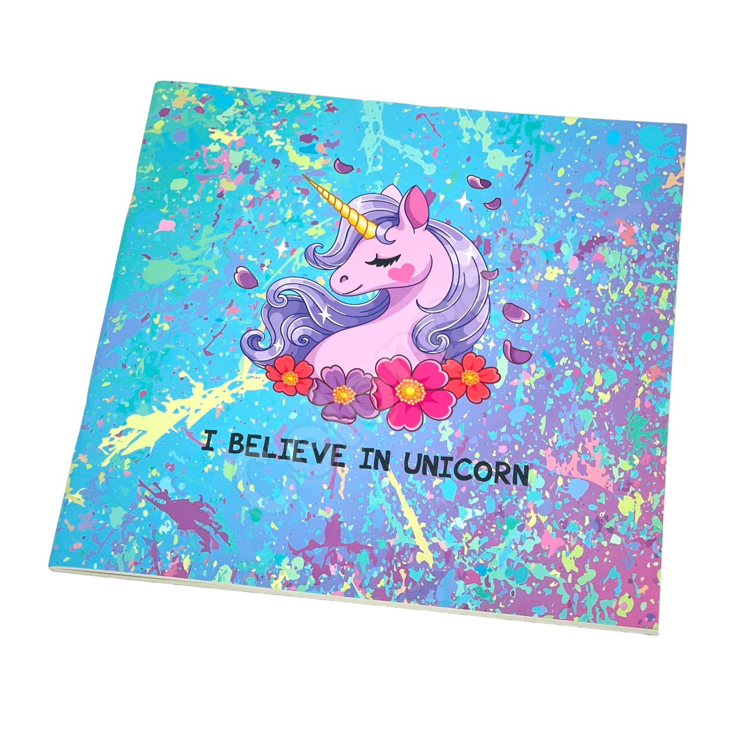 Unicorn Çiçekli Kare Defter 21x21 cm Çizgili Terzi Dikişli