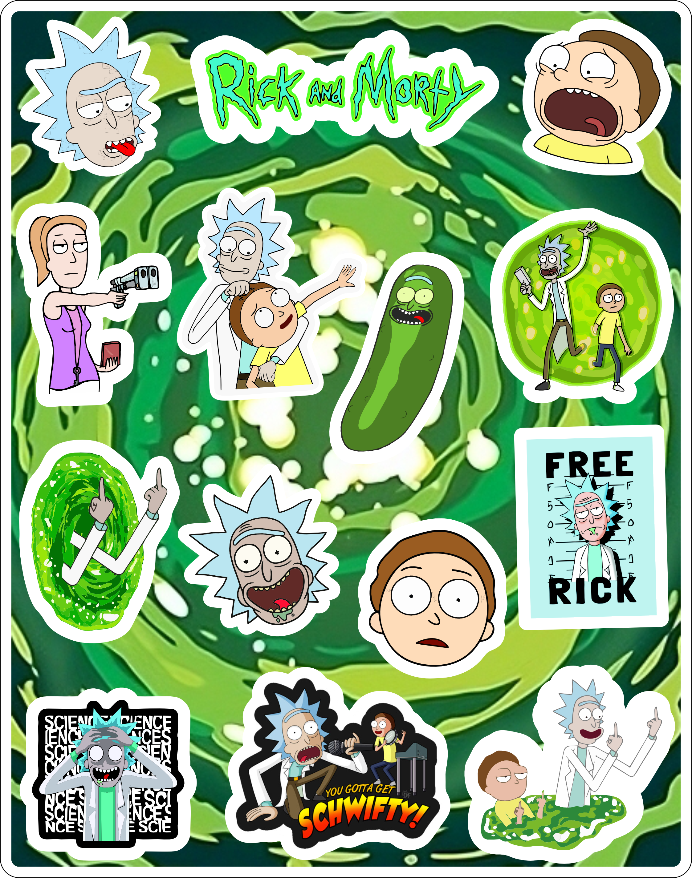 Rick And Morty Sticker Seti 14x17cm