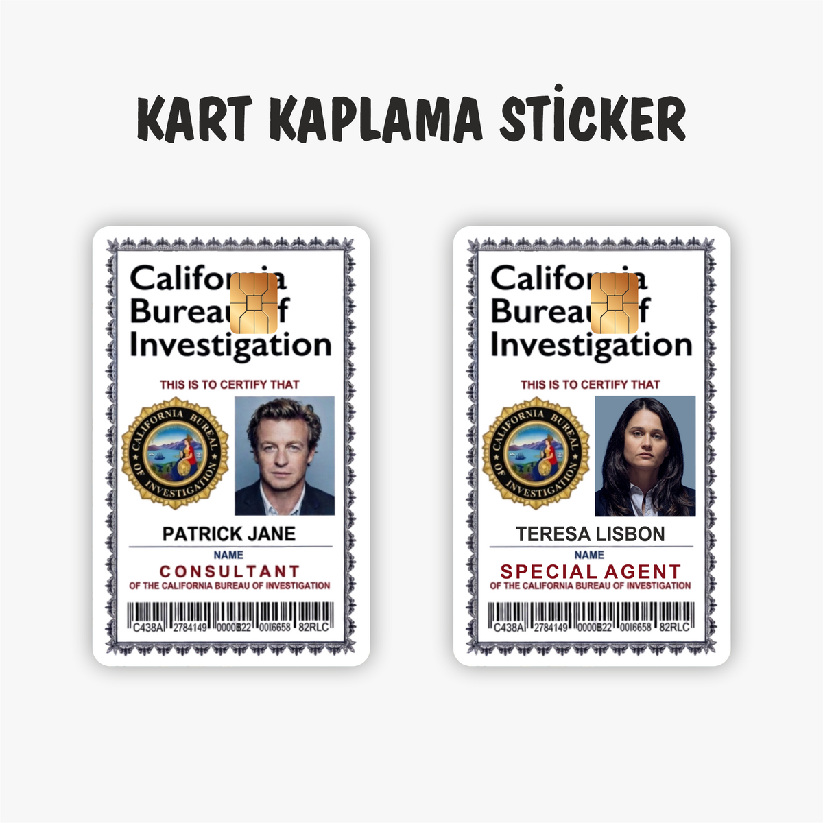 Patrick Jane ve Teresa Lisbon CBI İkili Kredi Kartı Kaplama Sticker - The Mentalist