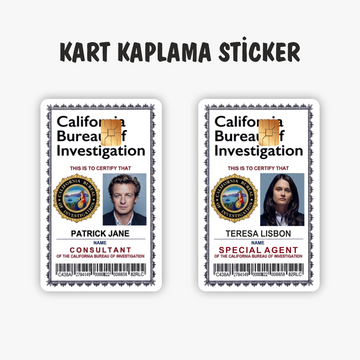 Patrick Jane ve Teresa Lisbon CBI İkili Kredi Kartı Kaplama Sticker - The Mentalist