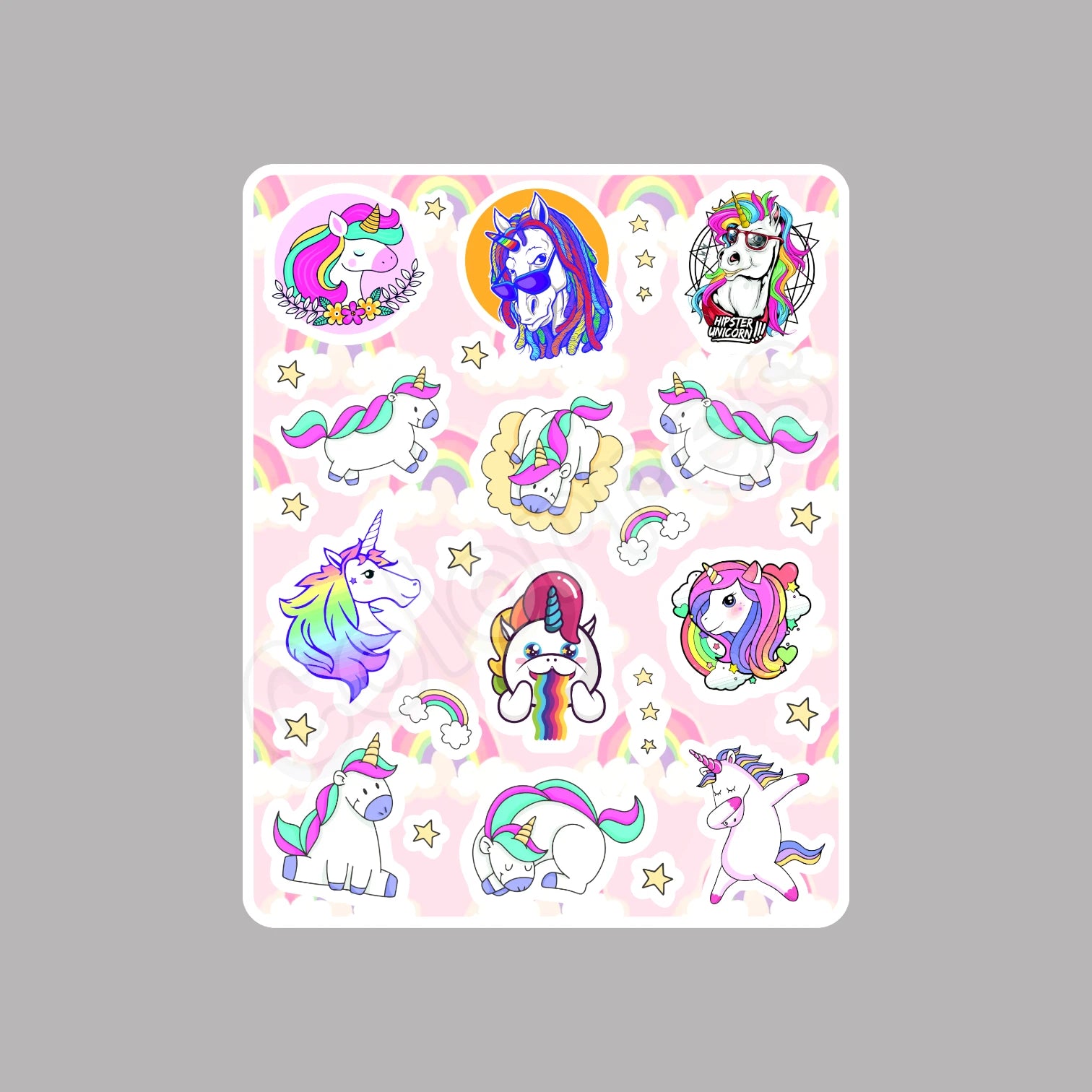 Unicorn Sticker Set 14x17 cm