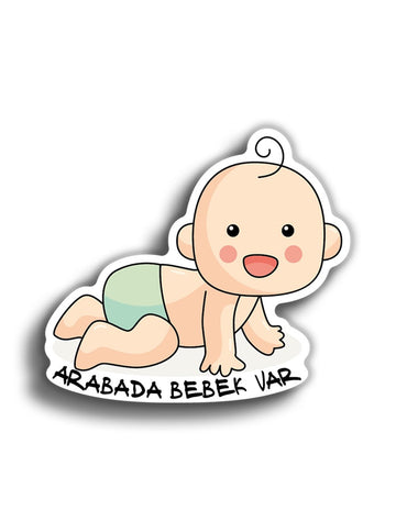 Arabada Bebek Var 10x9 cm Sticker