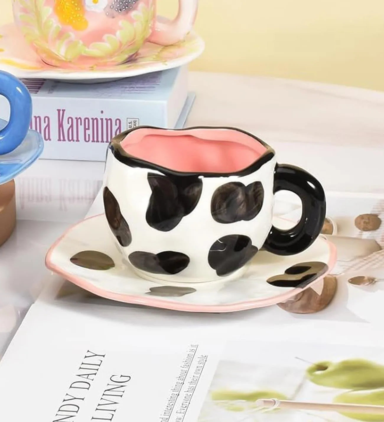 İnek Desenli 3D Seramik Kupa