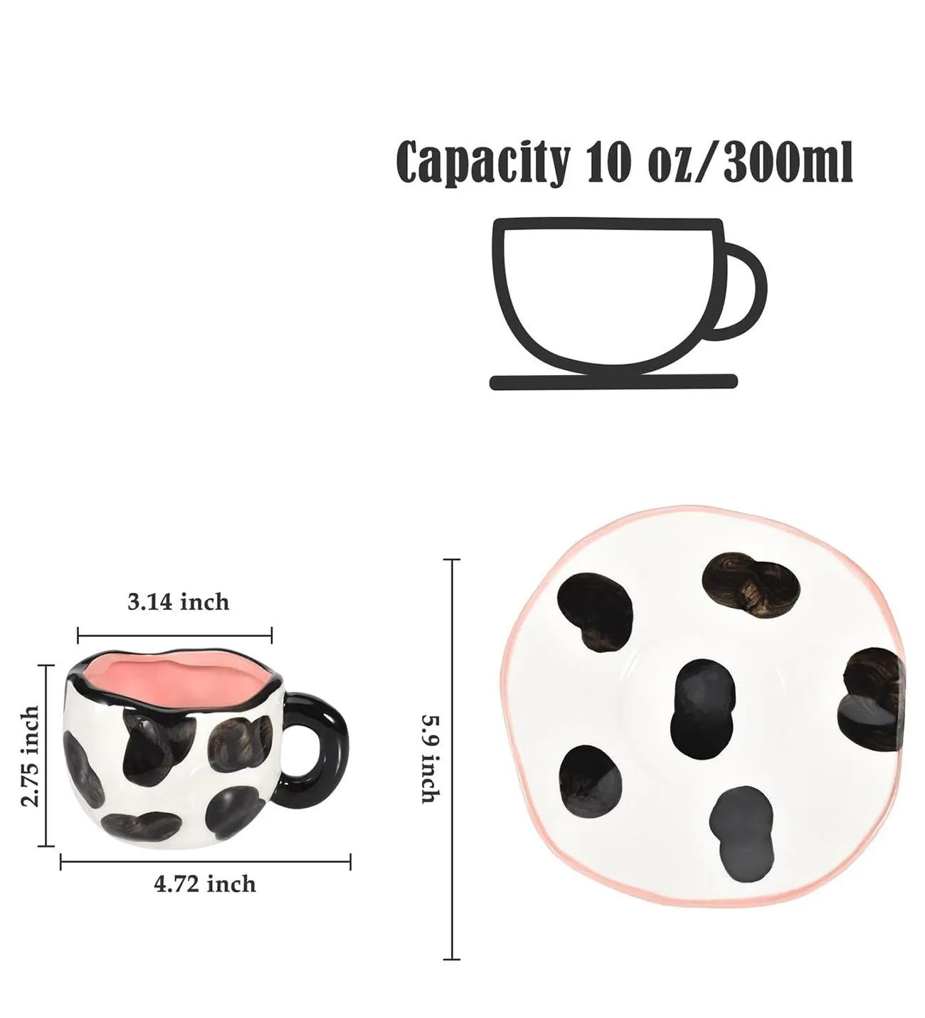 İnek Desenli 3D Seramik Kupa