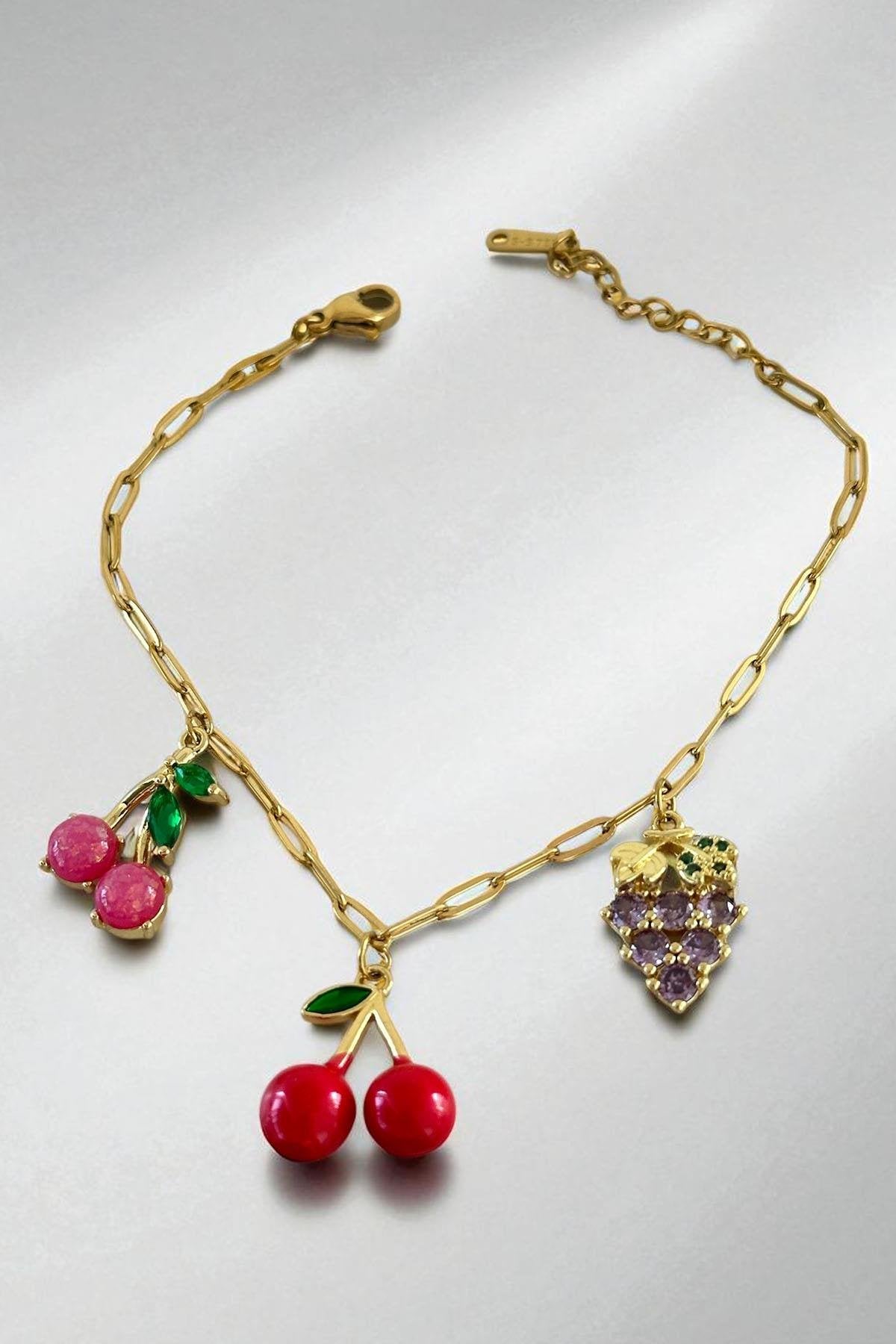 Meyve Figürlü Çelik Bileklik