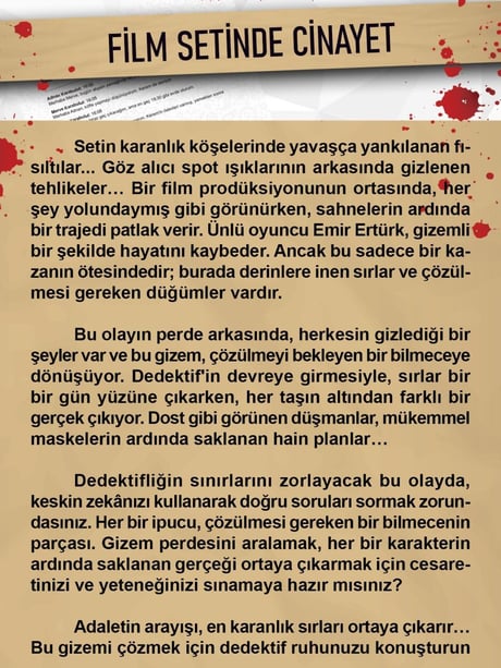 Dedektiflik Cinayet Çözme Oyunu - Film Setinde Cinayet