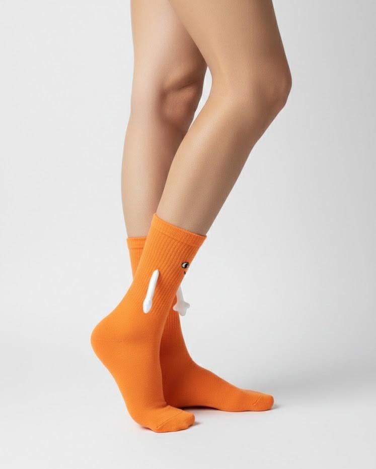 El Ele Tutuşan Turuncu Atletik Çorap